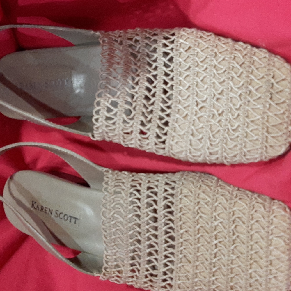 Karen scott seaside taupe slingback comfort womens shoes size 8.5